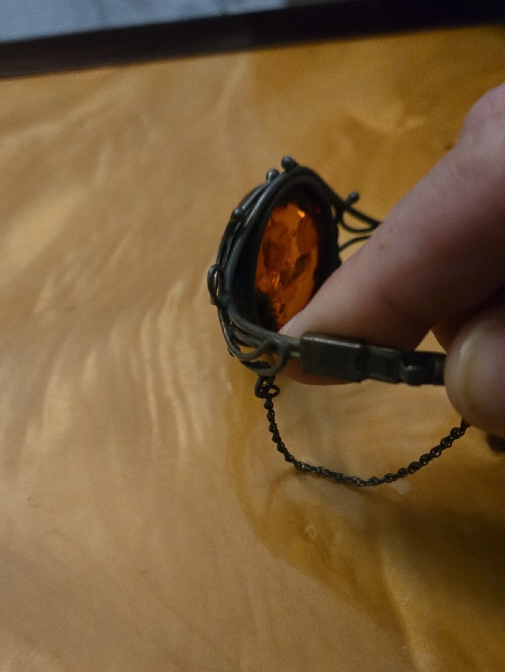 Amber Cabochon Statement Bangle - Women's Jewelry - Picture 4 of 6